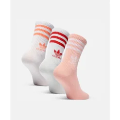 Discount adidas Originals 3 Stripe 3 Pack Crew Socks White