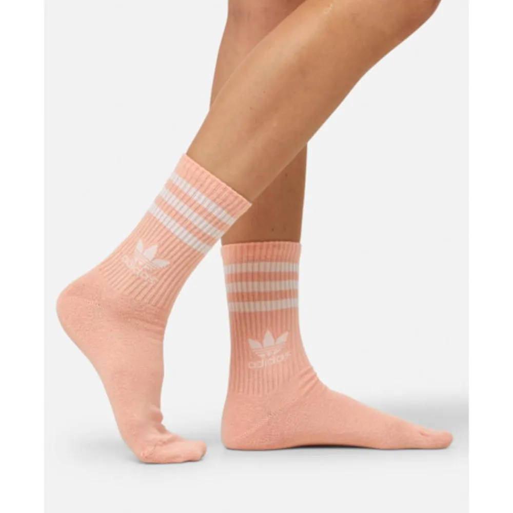 Discount adidas Originals 3 Stripe 3 Pack Crew Socks White