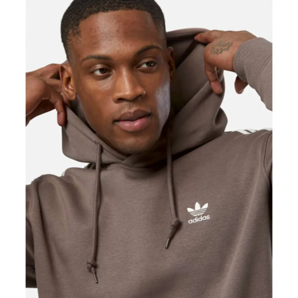 Discount adidas Originals Mens 3 Stripe Hoodie Brown