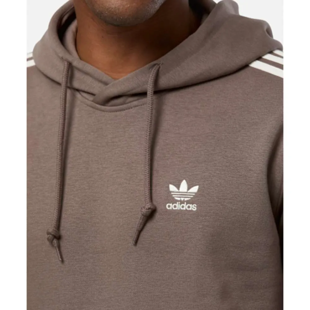 Discount adidas Originals Mens 3 Stripe Hoodie Brown