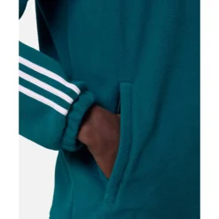 Discount adidas Originals Mens 3 Stripes Full Zip Polar Fleece Hoodie Green