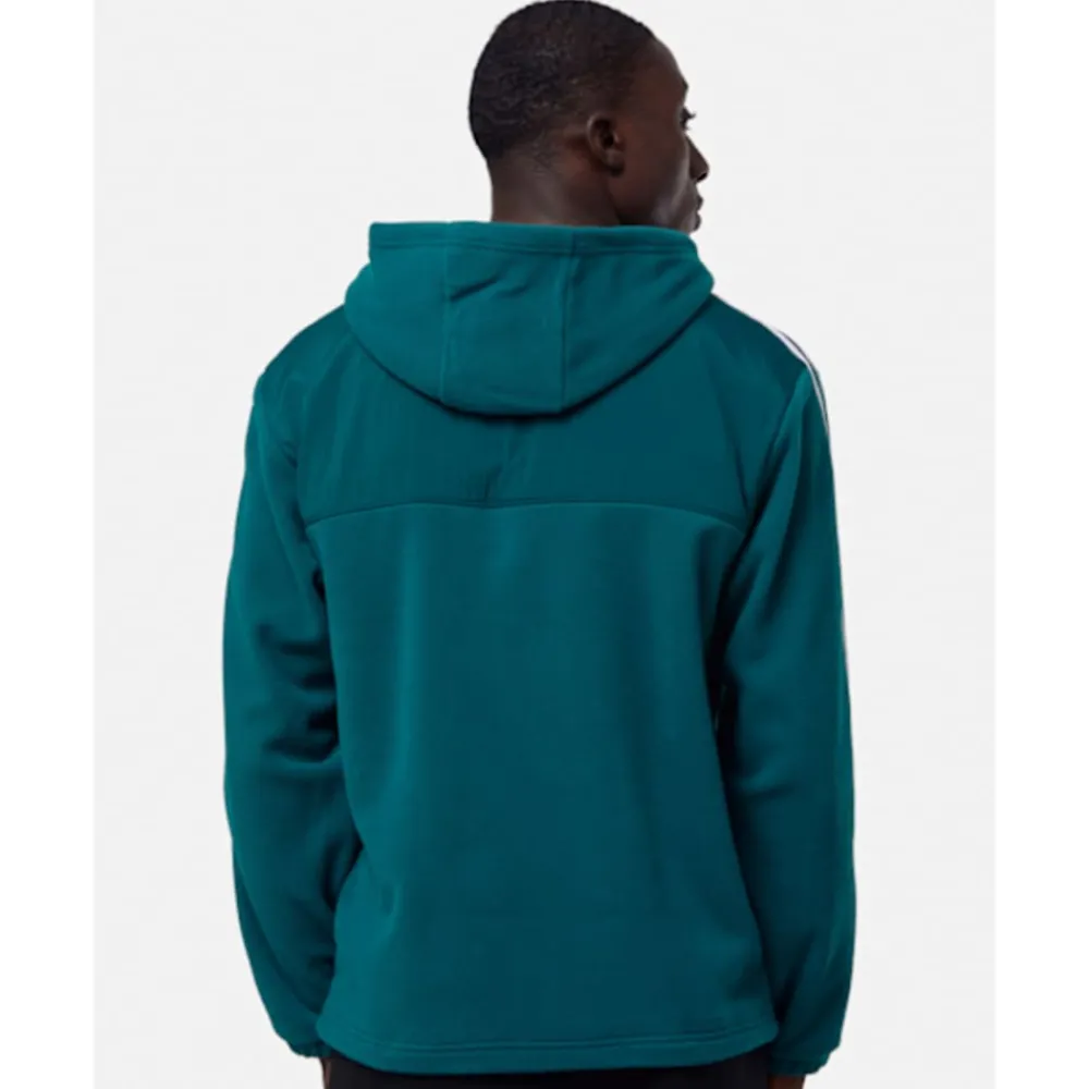 Discount adidas Originals Mens 3 Stripes Full Zip Polar Fleece Hoodie Green