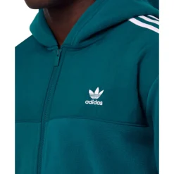 Discount adidas Originals Mens 3 Stripes Full Zip Polar Fleece Hoodie Green