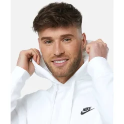 Discount Nike Mens Club Fleece Hoodie White