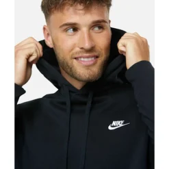 New Nike Mens Club Pullover Hoodie Black