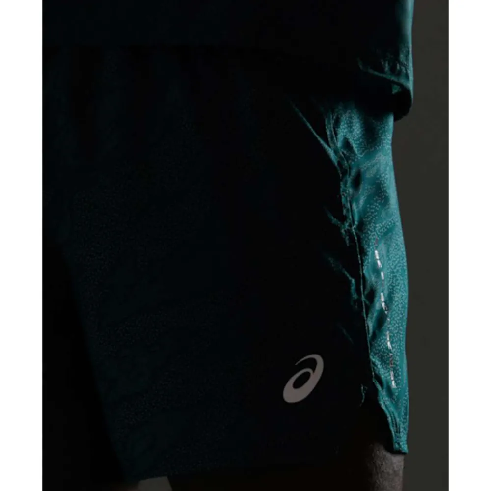 New Asics Mens FujiTrail 5Inch Print Short Green