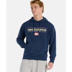 Hot New Balance Mens Graphic Hoodie Navy