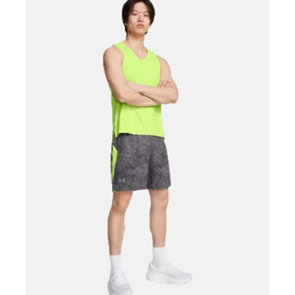 Clearance Under Armour Mens Launch Printed 7 Inch Short Grey
