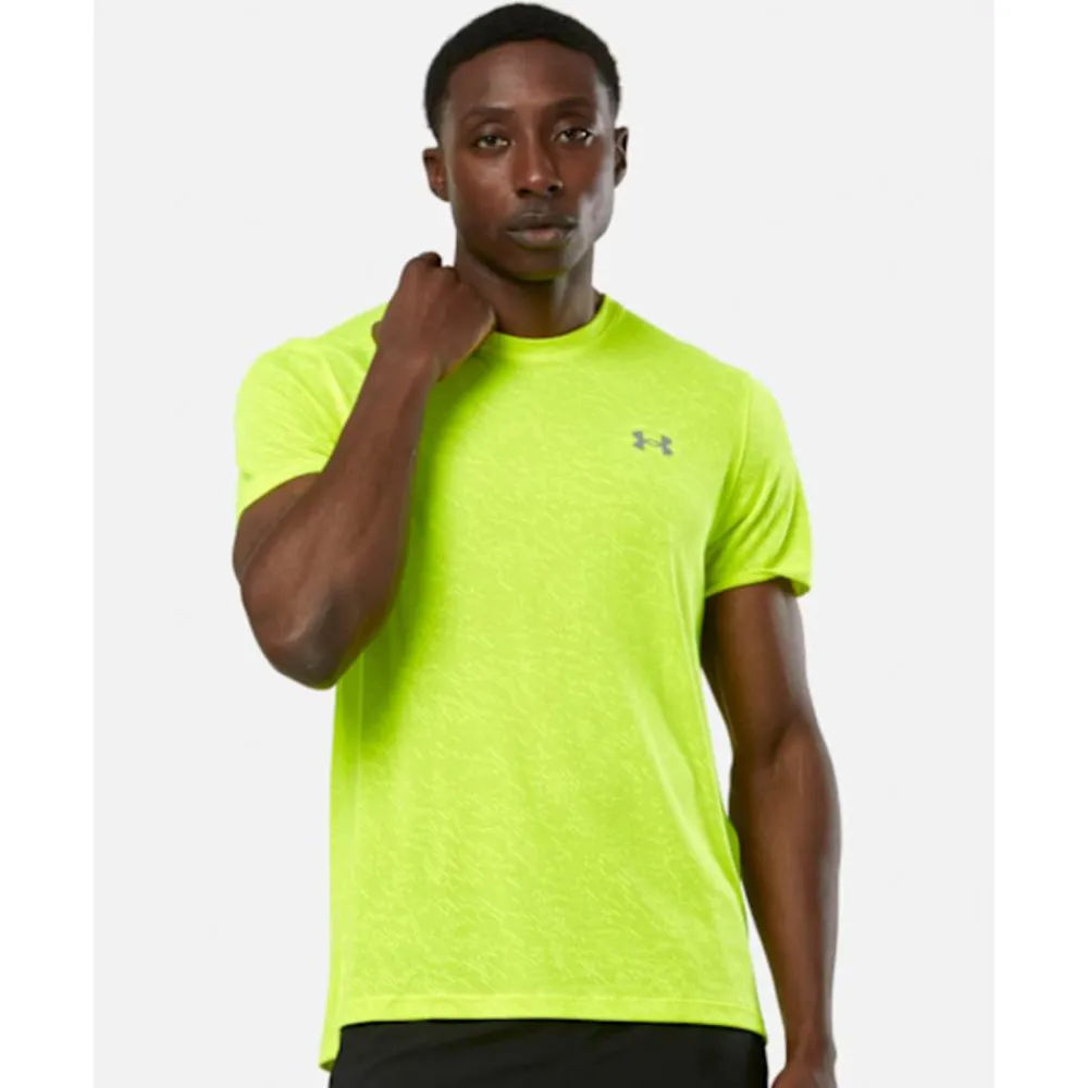 Discount Under Armour Mens Launch Run Camo T-Shirt Yellow