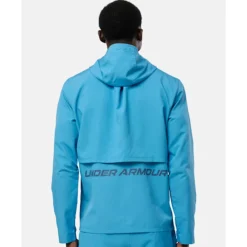 Discount Under Armour Mens Launch Run Hooded Jacket Blue