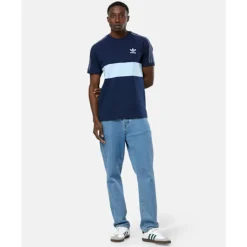 Sale adidas Originals Mens Logo Panel T-Shirt Navy