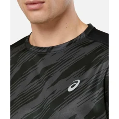 Sale Asics Mens Print Run T-Shirt Black