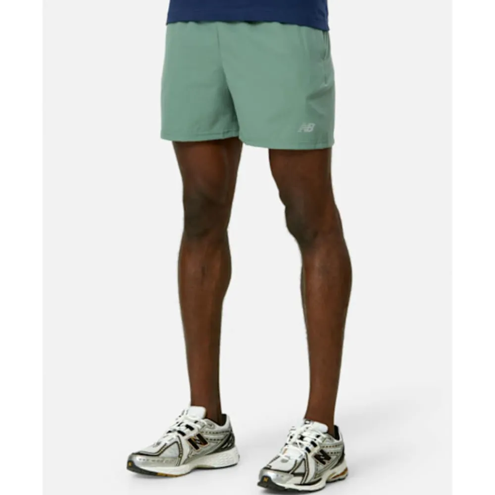 Fashion New Balance Mens Sports Essenials 5 Inch Shorts Green