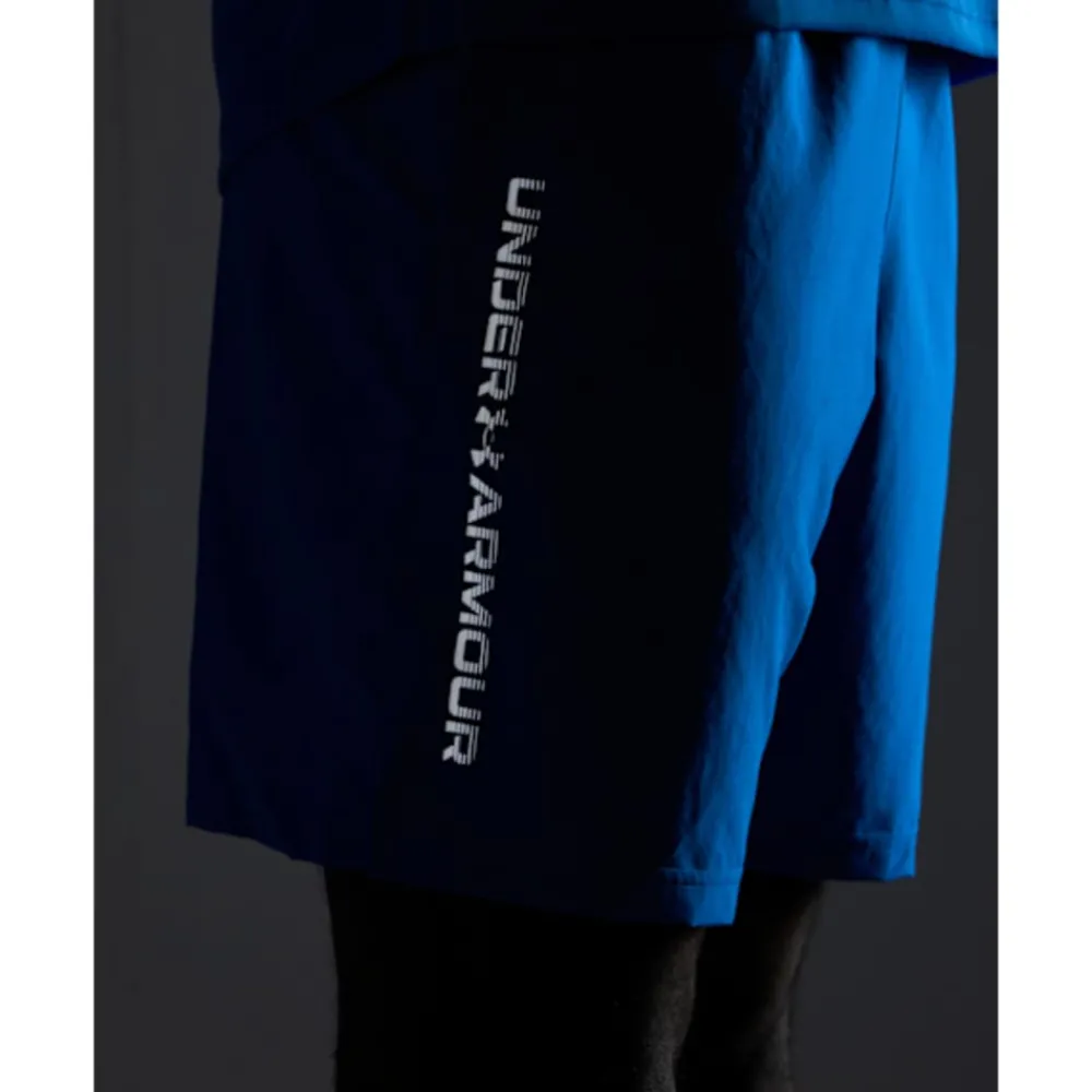 Outlet Under Armour Mens Woven Wordmark Shorts Blue