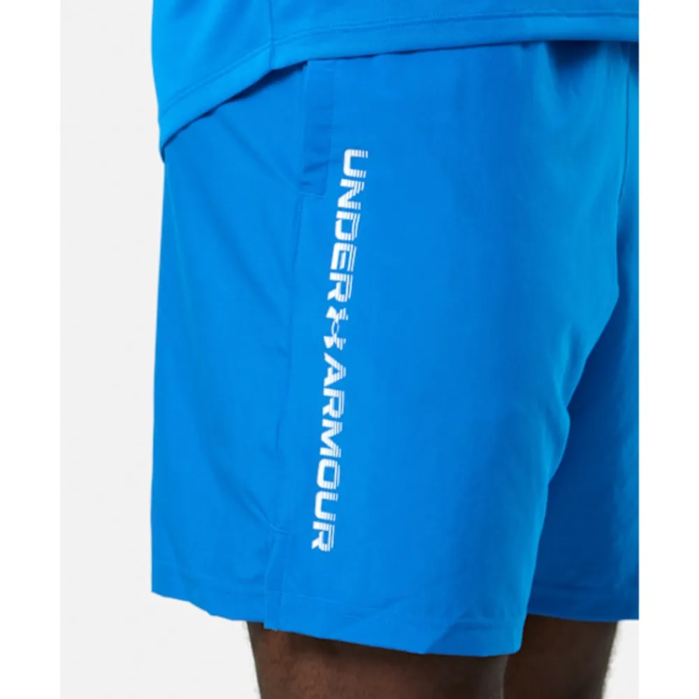 Outlet Under Armour Mens Woven Wordmark Shorts Blue