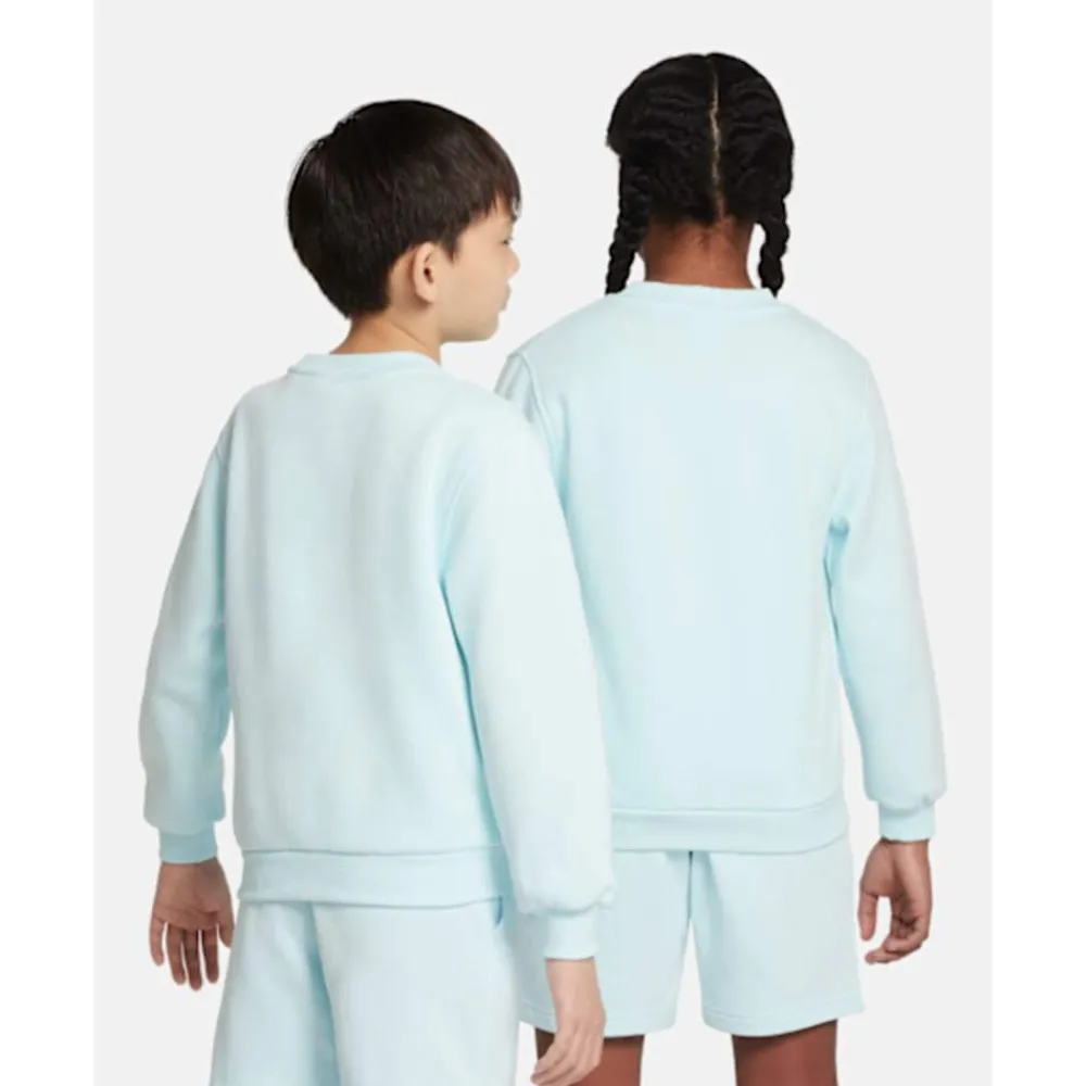 Sale Nike Older Kids Club Fleece Crew Neck Sweatshirt Blue