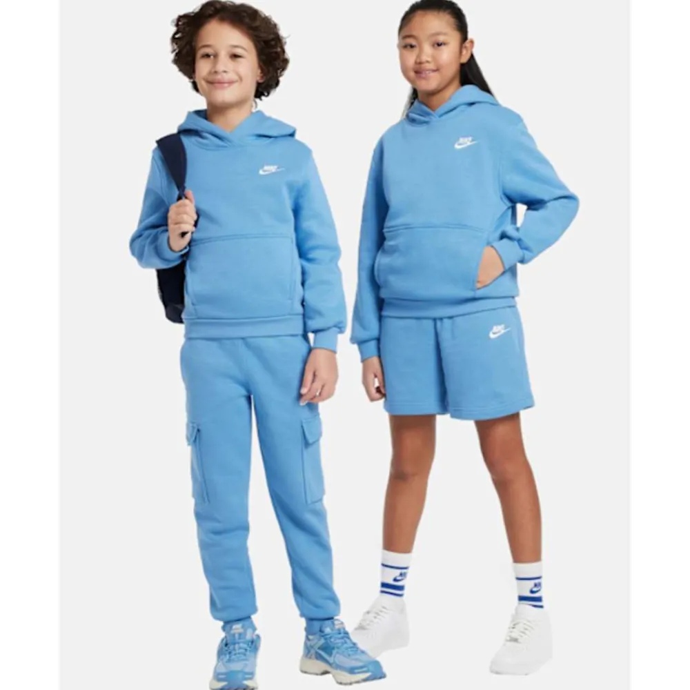 New Nike Older Kids Club Fleece Hoodie Blue