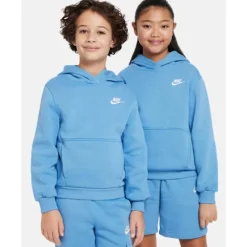 New Nike Older Kids Club Fleece Hoodie Blue