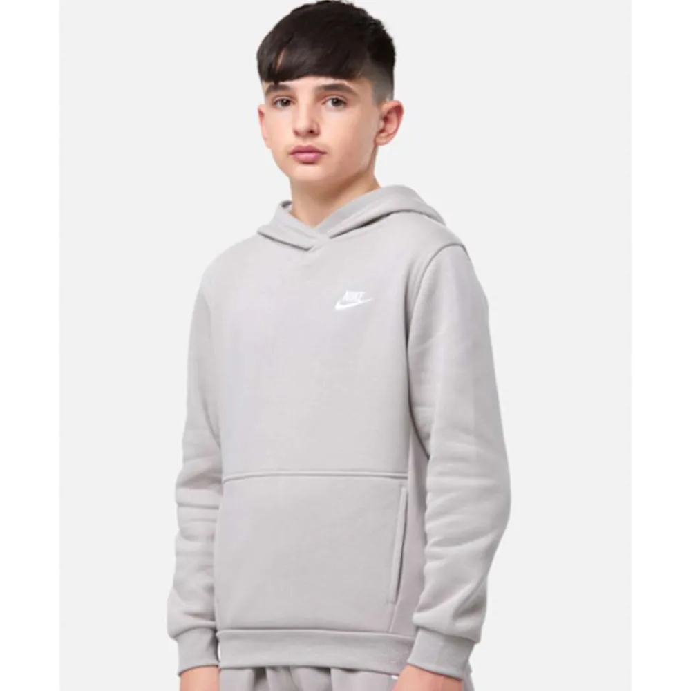 Fashion Nike Older Kids Club Fleece Hoodie Grey