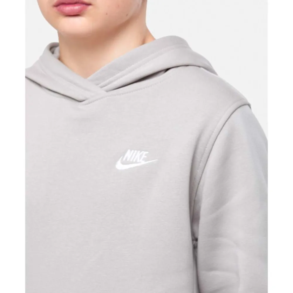 Fashion Nike Older Kids Club Fleece Hoodie Grey