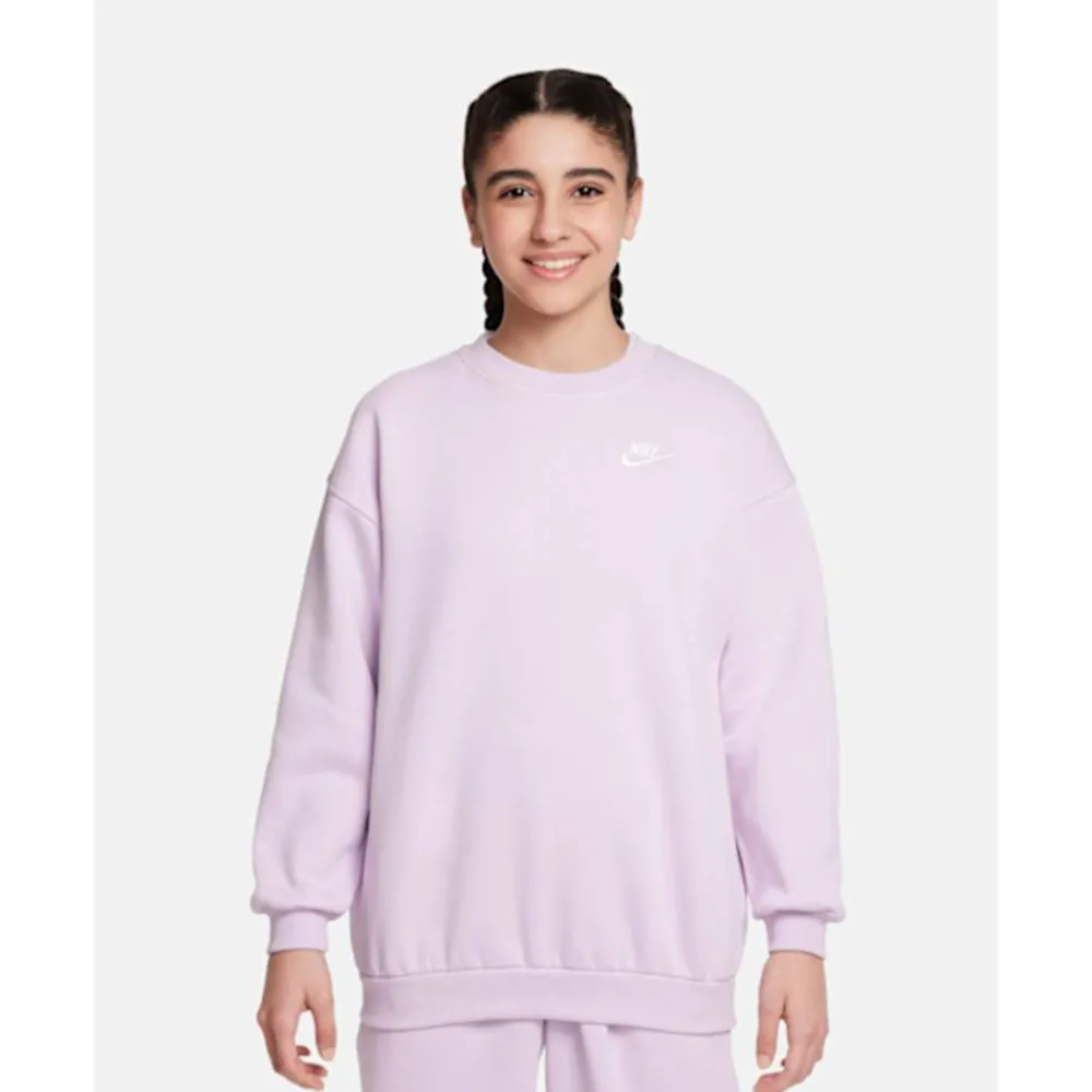 Sale Nike Older Kids Club Fleece Oversized Crew Neck Sweatshirt Purple