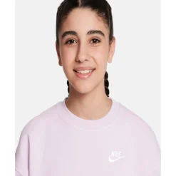 Sale Nike Older Kids Club Fleece Oversized Crew Neck Sweatshirt Purple