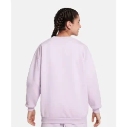 Sale Nike Older Kids Club Fleece Oversized Crew Neck Sweatshirt Purple