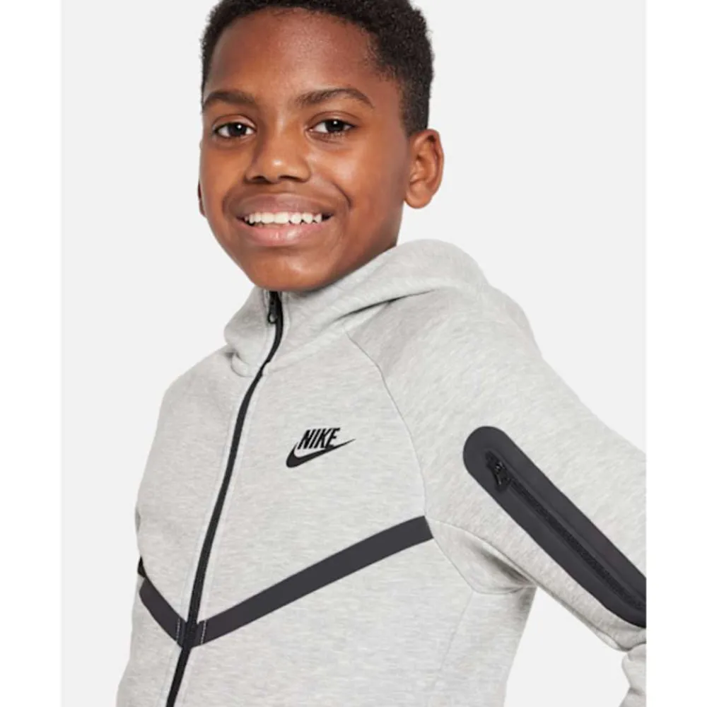 Fashion Nike Older Kids Tech Fleece Hoodie Grey