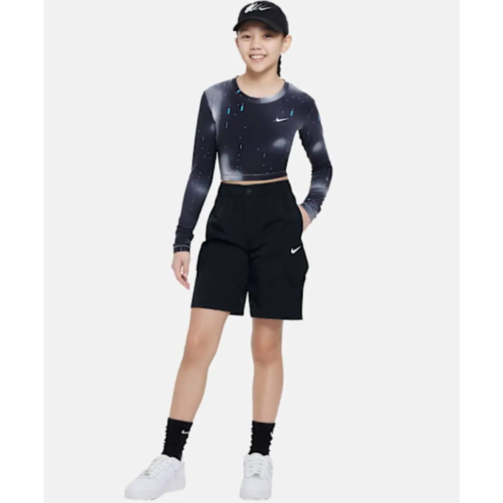 New Nike Older Kids Woven Cargo Shorts Black