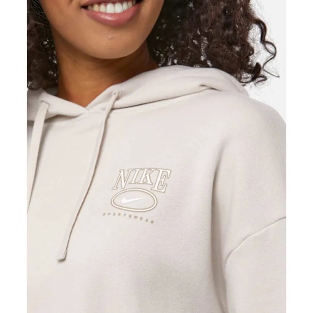 New Nike Womens Club Fleece Cropped Hoodie Cream