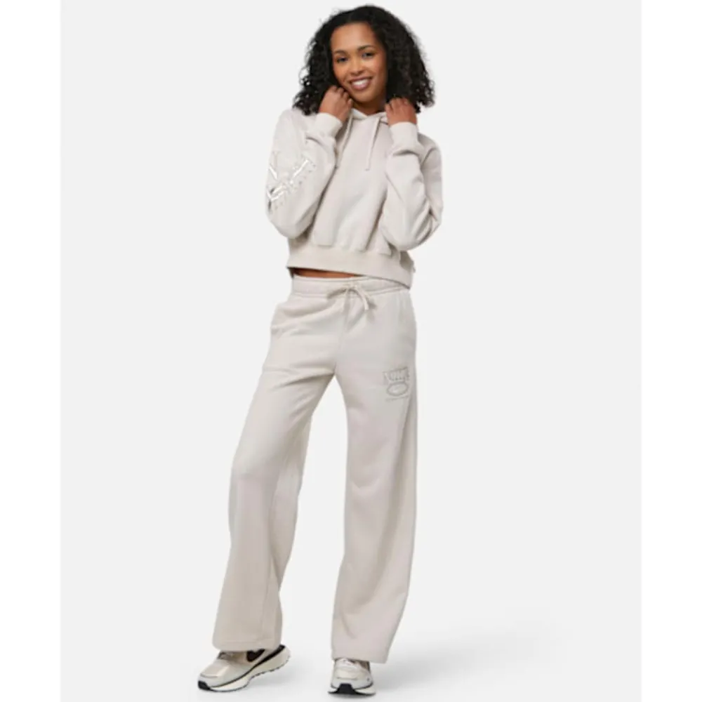 New Nike Womens Club Fleece Cropped Hoodie Cream