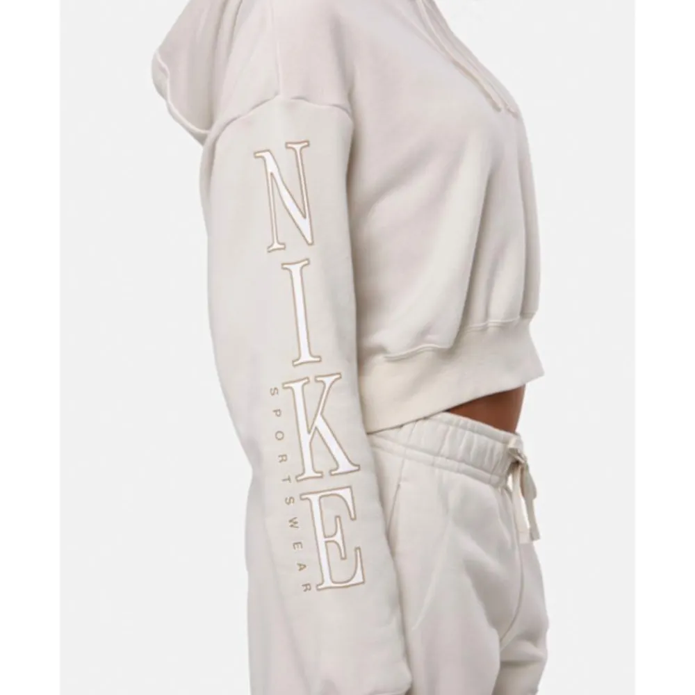 New Nike Womens Club Fleece Cropped Hoodie Cream