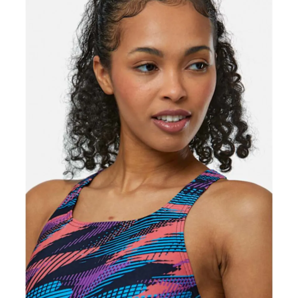 Outlet Speedo Womens Digital Printed Medalist Swimsuit Navy