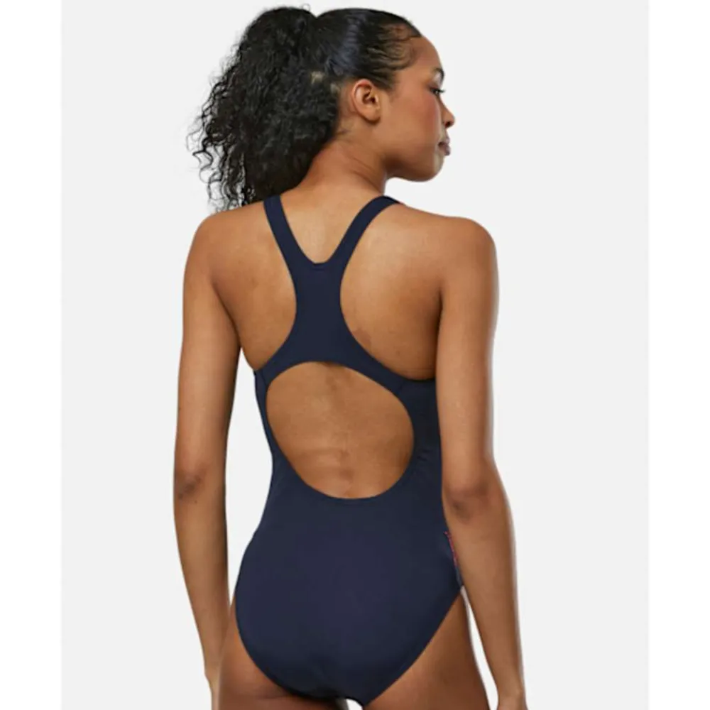 Outlet Speedo Womens Digital Printed Medalist Swimsuit Navy