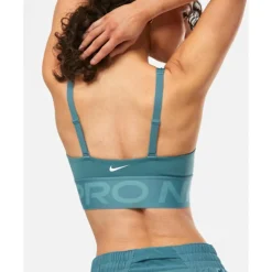 Discount Nike Womens Indy Plunge Medium Support Sports Bra Blue