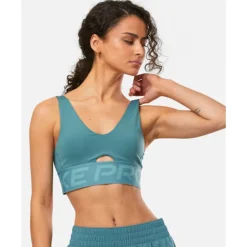 Discount Nike Womens Indy Plunge Medium Support Sports Bra Blue