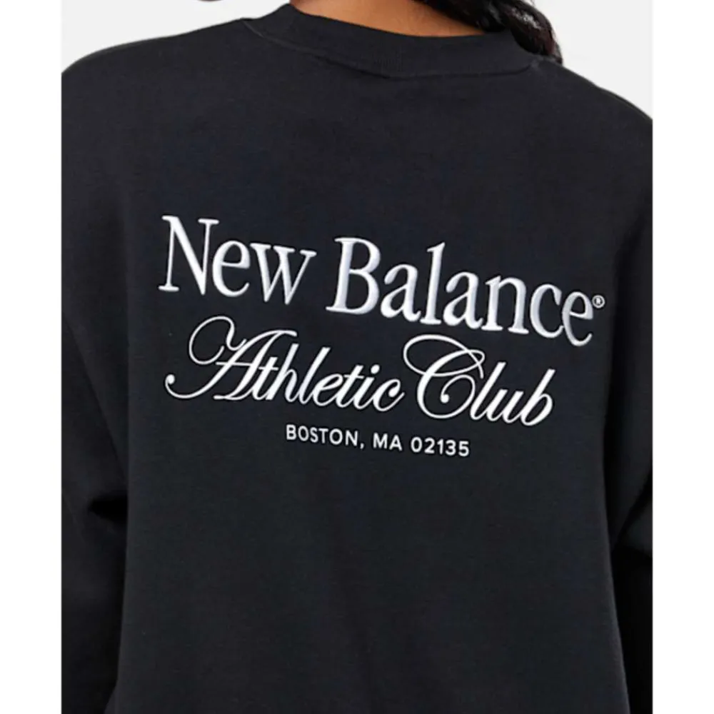 Discount New Balance Womens Linear Heritage Crew Neck Sweatshirt Black