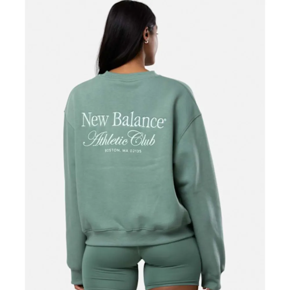 Clearance New Balance Womens Linear Heritage Crew Neck Sweatshirt Green