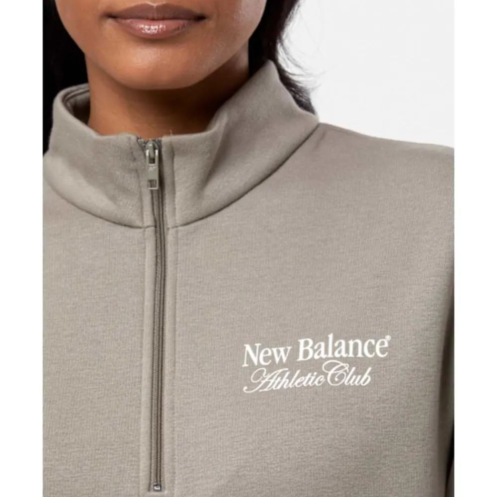 Discount New Balance Womens Linear Heritage Half Zip Top Brown