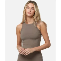 New Nike Womens One Fitted Cropped Tank Top Brown