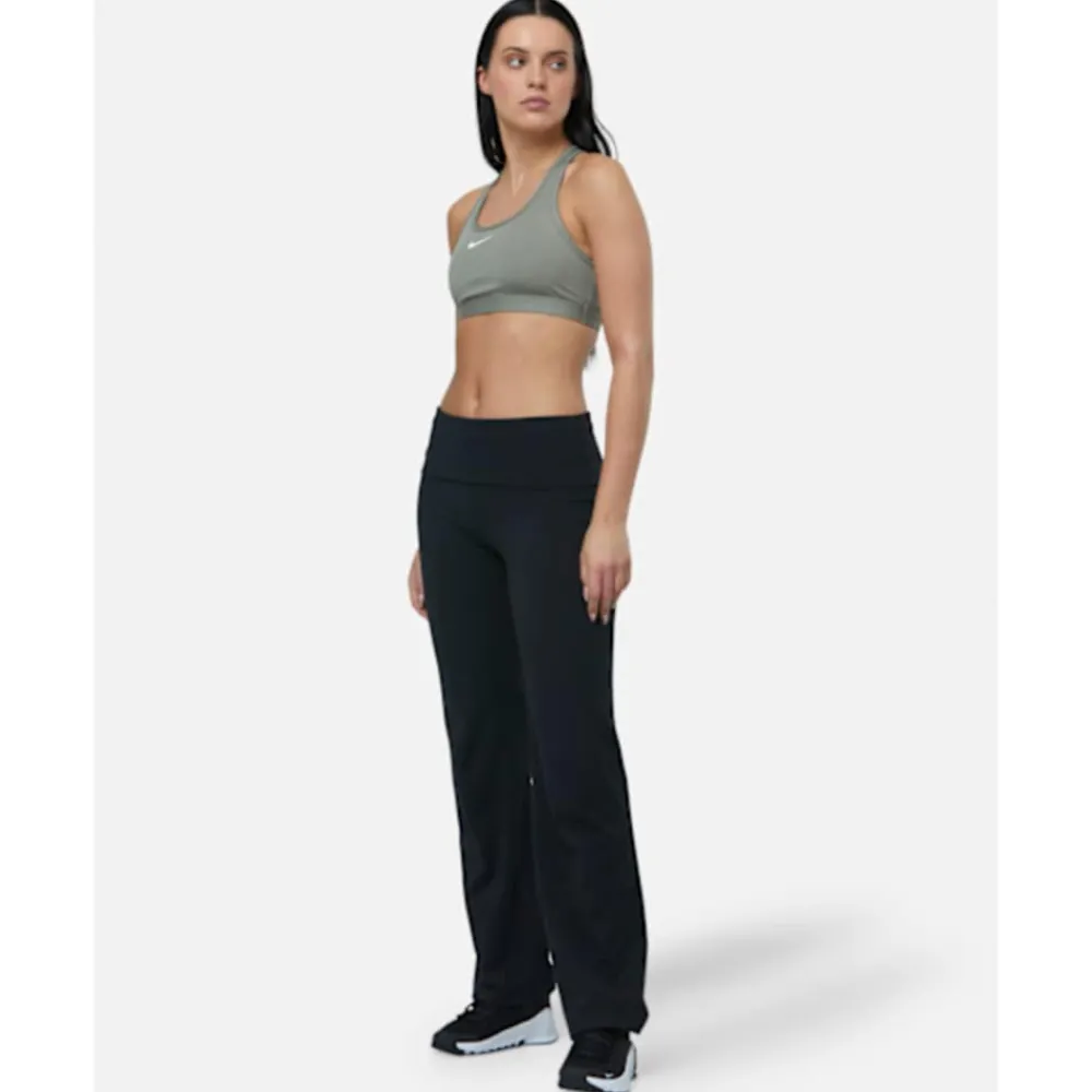 New Nike Womens One Fold-Over Pants Black