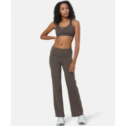 New Nike Womens One Fold-Over Pants Brown