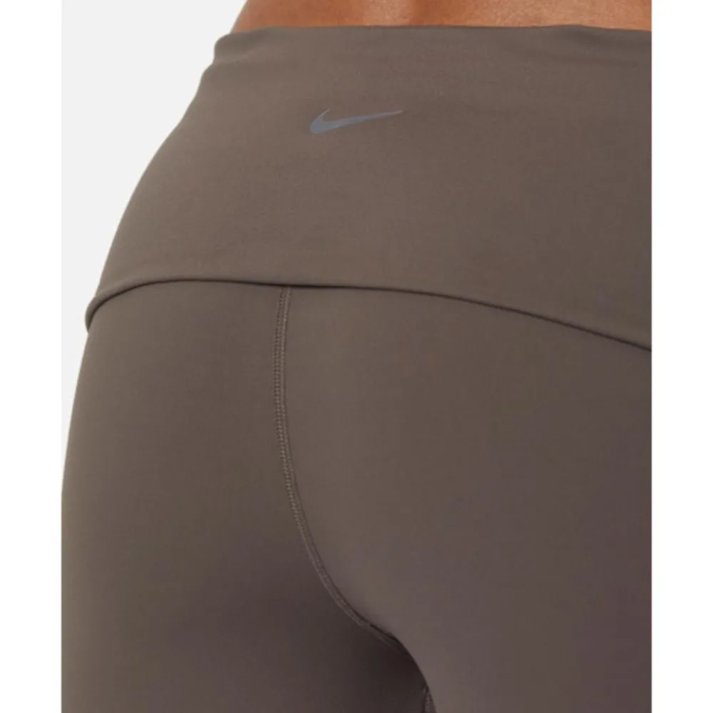 New Nike Womens One Fold-Over Pants Brown
