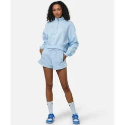 Clearance Nike Womens Phoenix Fleece Cropped Half Zip Top Blue