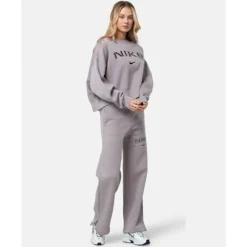 Outlet Nike Womens Phoenix Fleece Oversized Crew Neck Sweatshirt Purple