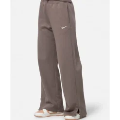 New Nike Womens Phoenix Fleece Wide Leg Pants Brown