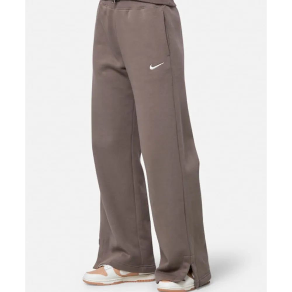 New Nike Womens Phoenix Fleece Wide Leg Pants Brown