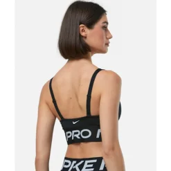 New Nike Womens Pro Indy Plunge Medium Support Sports Bra Black