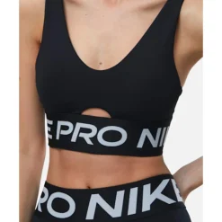 New Nike Womens Pro Indy Plunge Medium Support Sports Bra Black