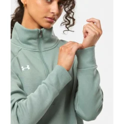 Outlet Under Armour Womens Rival Fleece Half Zip Green